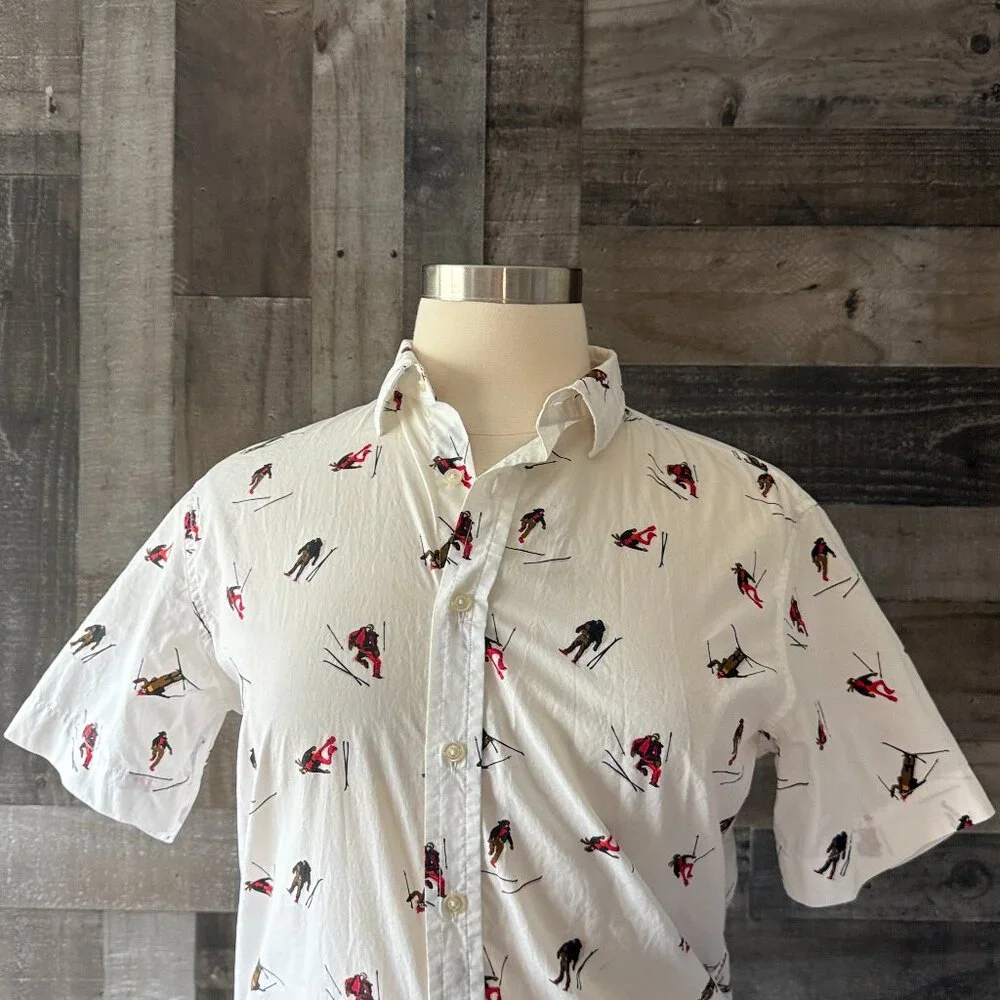 Men's Banana Republic white button up shirt medium preppy winter ski snow sports